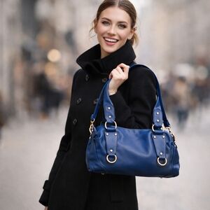 MINELLI ITALY Chic Bright Blue Shoulder Bag